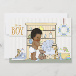Afro-Amerikaanse etnische Baby Boy Shower Uitnodig Kaart