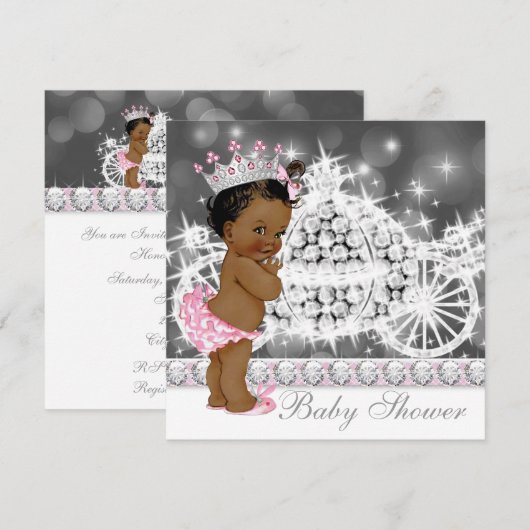 Afro-Amerikaanse etnische prinses Baby shower Kaart (Voorkant / Achterkant)