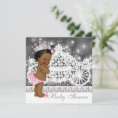 Afro-Amerikaanse etnische prinses Baby shower Kaart (Staand voorkant)