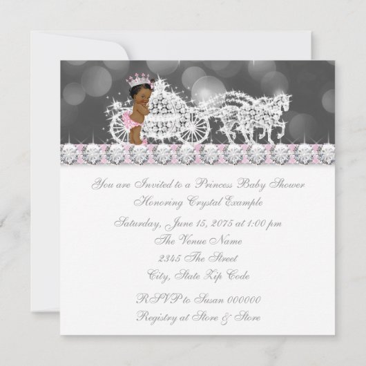 Afro-Amerikaanse etnische prinses Baby shower Kaart (Achterkant)
