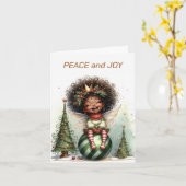 Afro-Amerikaanse Fairy Christmas Kaart (Gele Bloem)