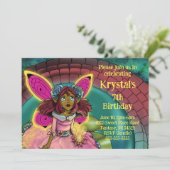 Afro-Amerikaanse Fairy en Lilypad Verjaardagsfeest Kaart (Staand voorkant)