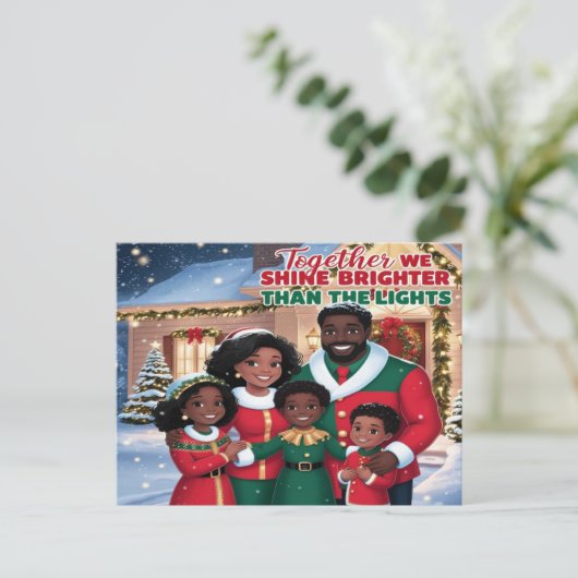 Afro-Amerikaanse familie kerst Briefkaart (Staand voorkant)