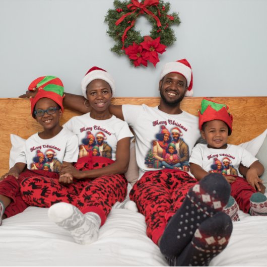 Afro-Amerikaanse familie vrolijk kerstfeest Tri-Blend Shirt