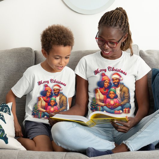 Afro-Amerikaanse familie vrolijk kerstfeest Tri-Blend Shirt