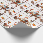 Afro-Amerikaanse Fantasy Woodland Animals Verjaard Cadeaupapier (Hoek)