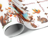 Afro-Amerikaanse Fantasy Woodland Animals Verjaard Cadeaupapier (Rol Hoek)