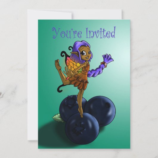 Afro-Amerikaanse Fee en Blauwebes Verjaardag Kaart (Voorkant)