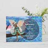 Afro-Amerikaanse fee op boom verjaardagsfeest Kaart (Staand voorkant)