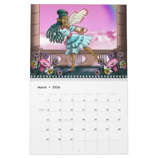 Afro-Amerikaanse feeën 2026 Kalender (Mar 2026)