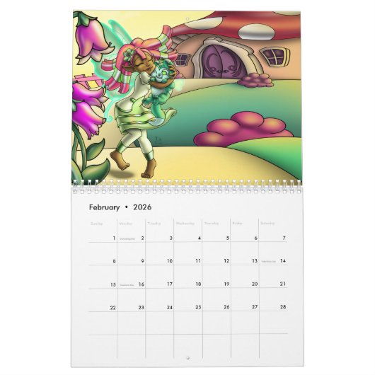 Afro-Amerikaanse feeën 2026 Kalender (Feb 2026)