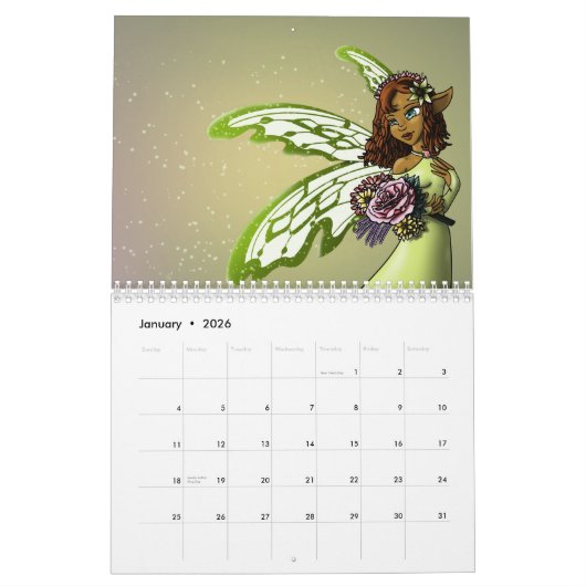 Afro-Amerikaanse feeën 2026 Kalender (Jan 2026)