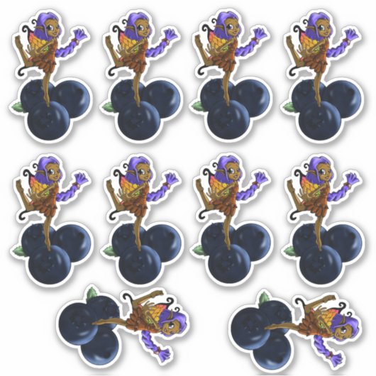 Afro-Amerikaanse feeën en bosbessen Sticker (Voorkant)