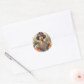 Afro-Amerikaanse Flapper Art Deco Ronde Sticker (Envelop)