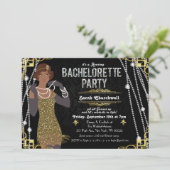 Afro-Amerikaanse Flapper Bachelorette uitnodiging (Staand voorkant)