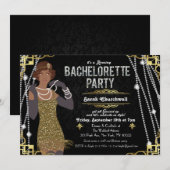 Afro-Amerikaanse Flapper Bachelorette uitnodiging (Voorkant / Achterkant)