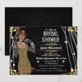 Afro-Amerikaanse Flapper Bridal Douche Uitnodiging (Voorkant / Achterkant)