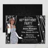 Afro-Amerikaanse Flapper Girl Verjaardagsuitnodigi Kaart (Voorkant / Achterkant)