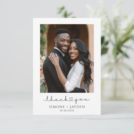 Afro-Amerikaanse foto bruiloft Dank u Bedankkaart (Staand voorkant)
