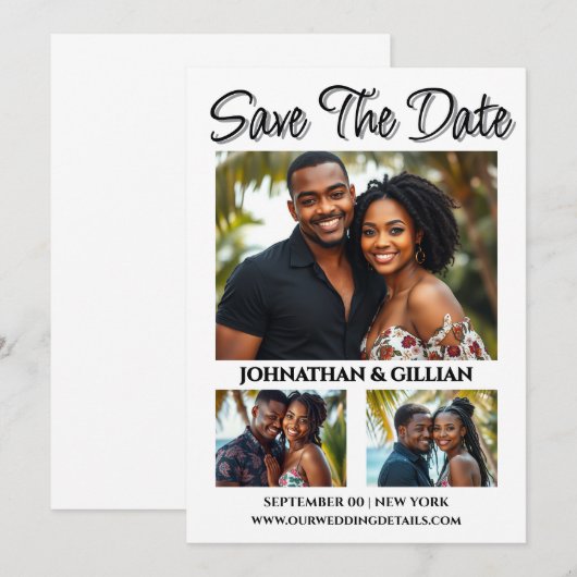 Afro-Amerikaanse foto save the date trendy (Voorkant / Achterkant)