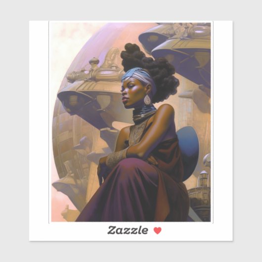 Afro-Amerikaanse futuristische dame Sticker (Vel)