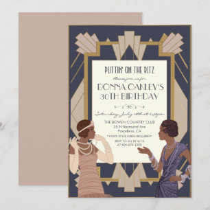 Afro-Amerikaanse Gatsby Art Deco Verjaardag Kaart