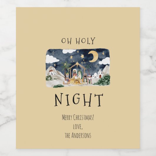 Afro-Amerikaanse Geboorte Kerstmis Wijn Etiket (Enkel label)