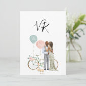 Afro-Amerikaanse geïllustreerd paar save the date (Staand voorkant)