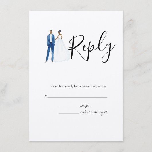 Afro-Amerikaanse geïllustreerde bruiloft van echtp Informatiekaartje (Voorkant)