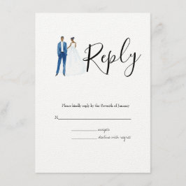 Afro-Amerikaanse geïllustreerde bruiloft van echtp Informatiekaartje