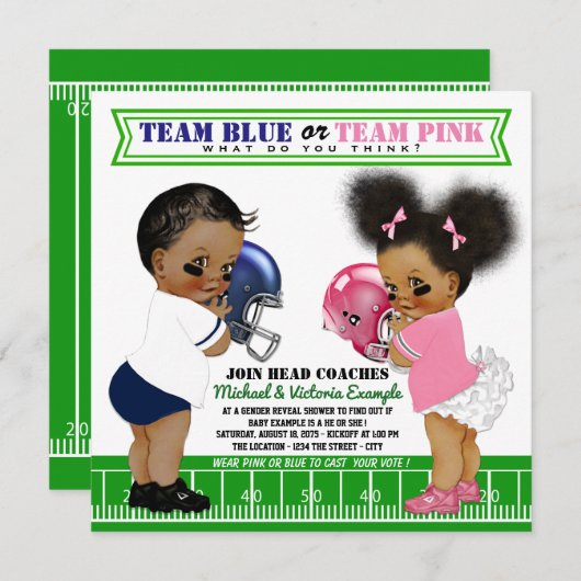 Afro-Amerikaanse Geslacht Onthullen Douche Uitnodi Kaart (Voorkant / Achterkant)