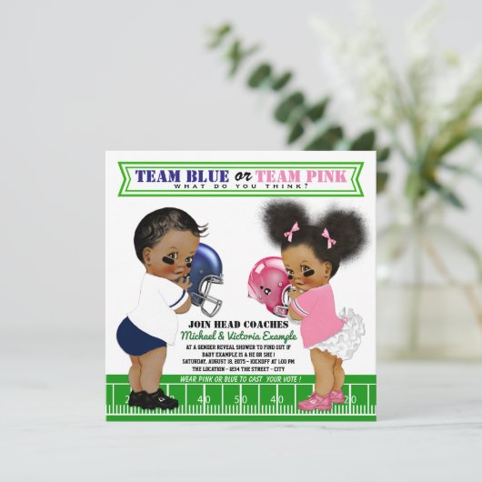 Afro-Amerikaanse Geslacht Onthullen Douche Uitnodi Kaart (Staand voorkant)