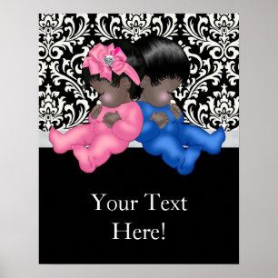 Afro-Amerikaanse geslacht onthulling baby shower Poster