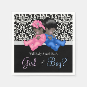 Afro-Amerikaanse geslacht onthulling baby shower Servet