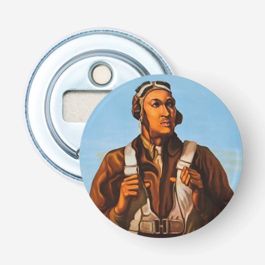 Afro-Amerikaanse gevechtspiloten uit de Tweede Wer Button Flesopener (Voorkant)