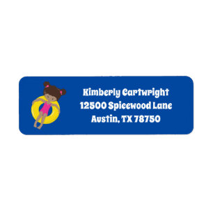 Afro-Amerikaanse Girl Pool Party Retouradres Etiket