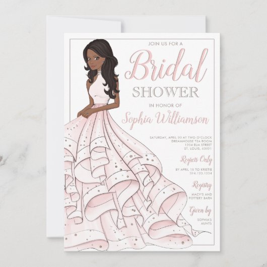 Afro-Amerikaanse Glitter Glam Bride Vrijgezellenfe Kaart (Voorkant)