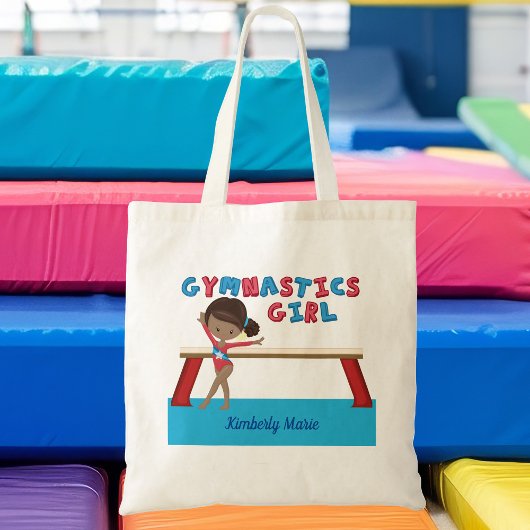 Afro-Amerikaanse gymnaste meisje Schattigee gymnas Tote Bag