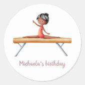 Afro-Amerikaanse gymnastiek balansbalk Ronde Sticker (Voorkant)