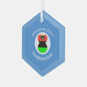 Afro-Amerikaanse Hanukkah Engel Zeshoek Glas Ornament (Voorkant links)