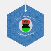 Afro-Amerikaanse Hanukkah Engel Zeshoek Glas Ornament (Achterkant)