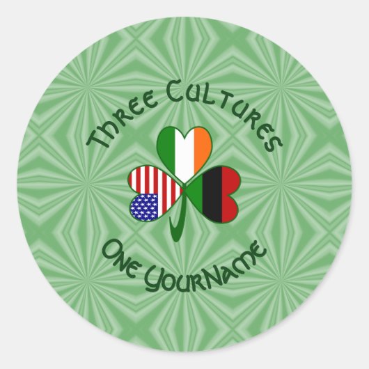 Afro-Amerikaanse Ierse Shamrock Vlag Gepersonalise Ronde Sticker (Voorkant)