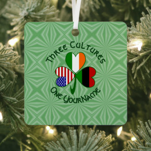 Afro-Amerikaanse Ierse Shamrock Vlag Persoonlijk Metalen Ornament