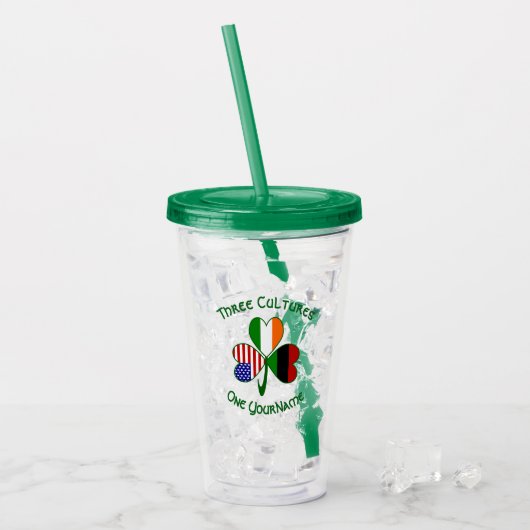 Afro-Amerikaanse Ierse vlaggen Shamrock - geperson Acryl Drinkbeker (Voorkant ijs)
