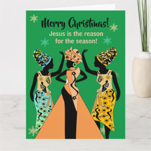 Afro-Amerikaanse Inspirerende Christelijke Kerstmi Kaart
