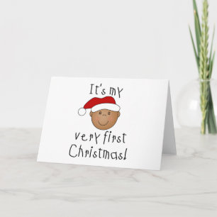Afro-Amerikaanse Jongen 1e Kerstmis Feestdagen Kaart
