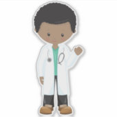 Afro-Amerikaanse Jongen, Dokter, Labjas, Geneeskun Sticker (Voorkant)
