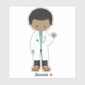 Afro-Amerikaanse Jongen, Dokter, Labjas, Geneeskun Sticker (Vel)
