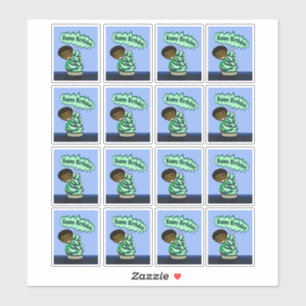 Afro-Amerikaanse jongen en taart Sticker