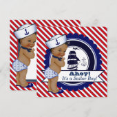 Afro-Amerikaanse jongen Nautical Baby Shower Kaart (Voorkant / Achterkant)